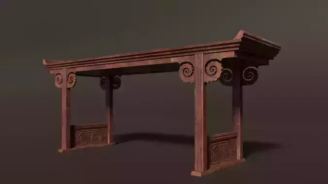 3D Antique Chinese Wooden Console Table Furniture Ornate 