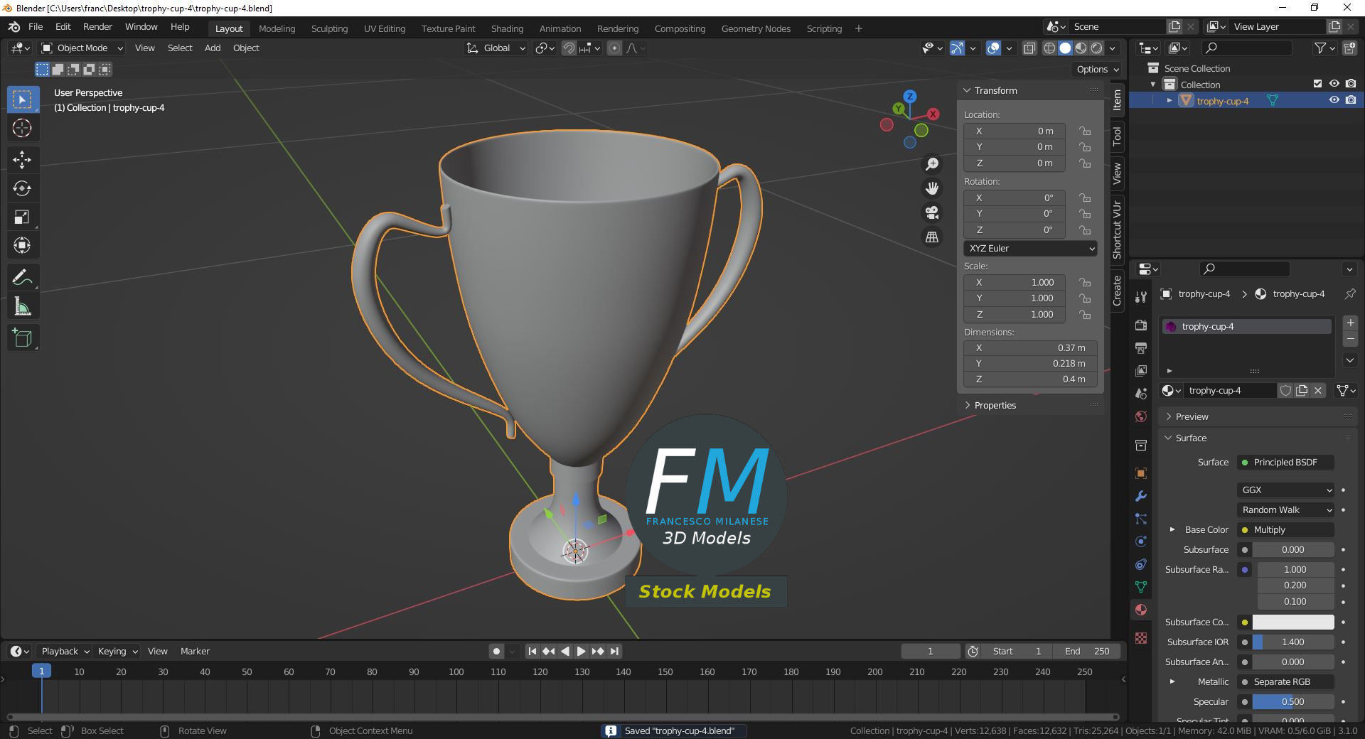 Trophy cup 4 3D model_9