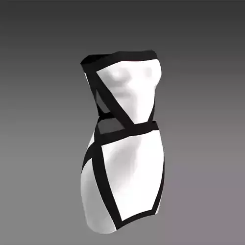 DRESS BLACK AND WHITE COLOR BLOCK DIAMOND CUT 