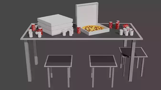Voxel Pizza Party Table MagicaVoxel Pack