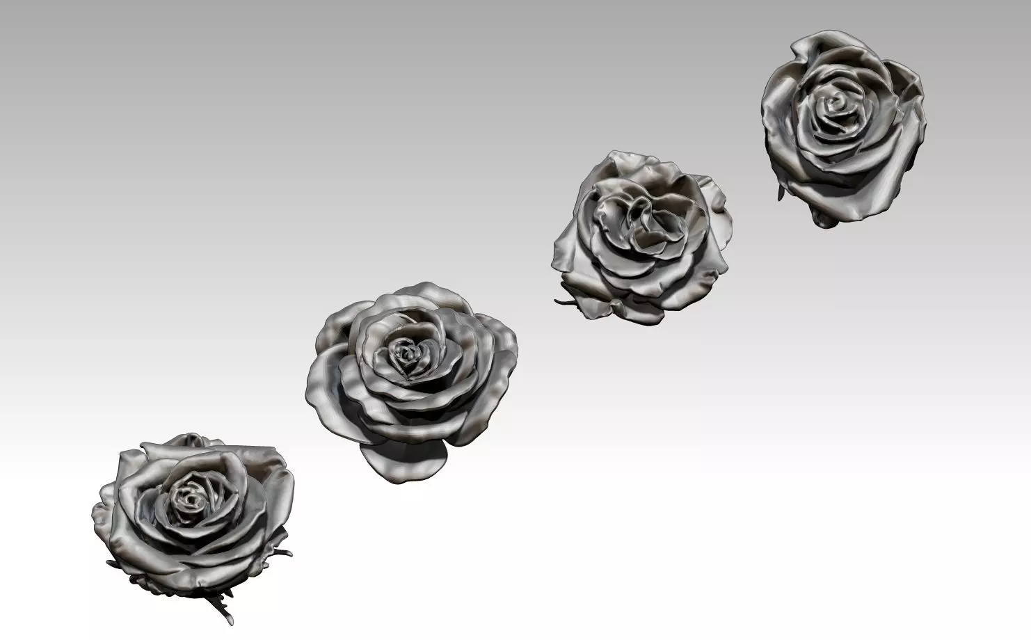 Flower Rose Set of 4 pcs 3D print model_0