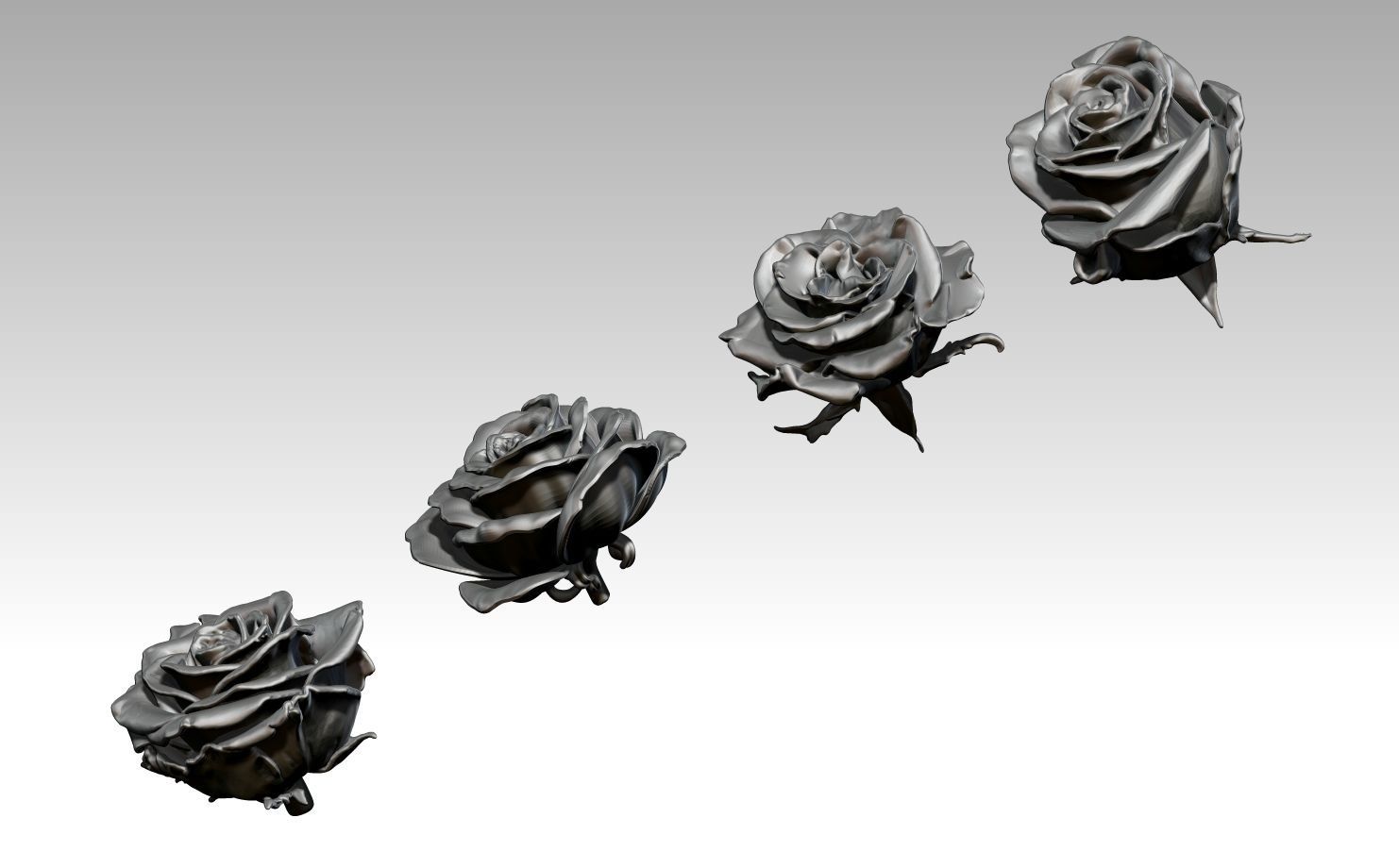 Flower Rose Set of 4 pcs 3D print model_1