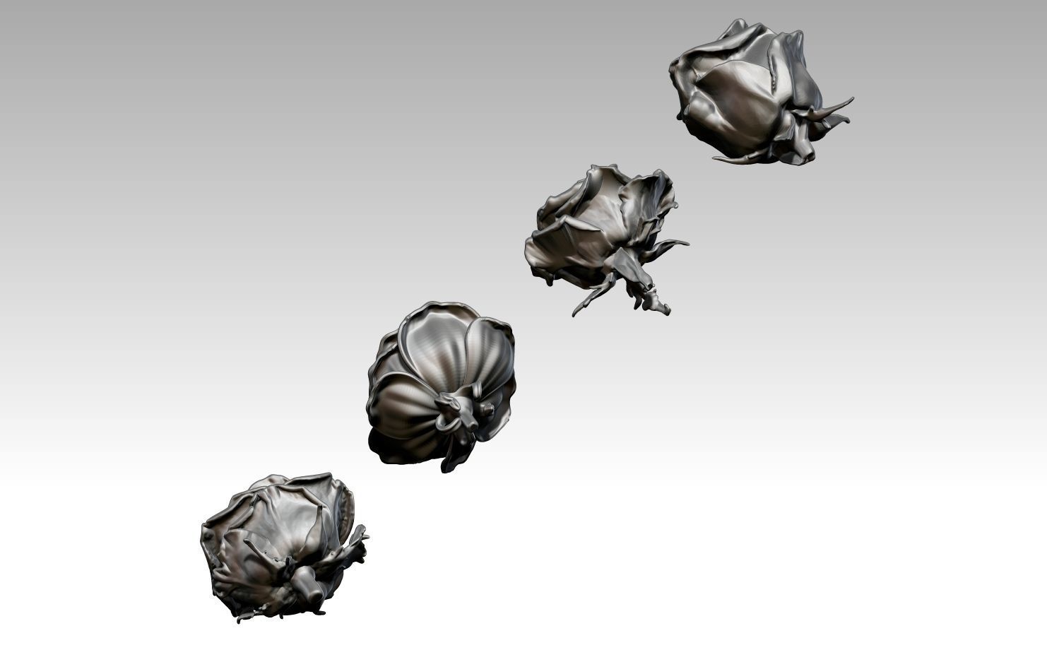 Flower Rose Set of 4 pcs 3D print model_3