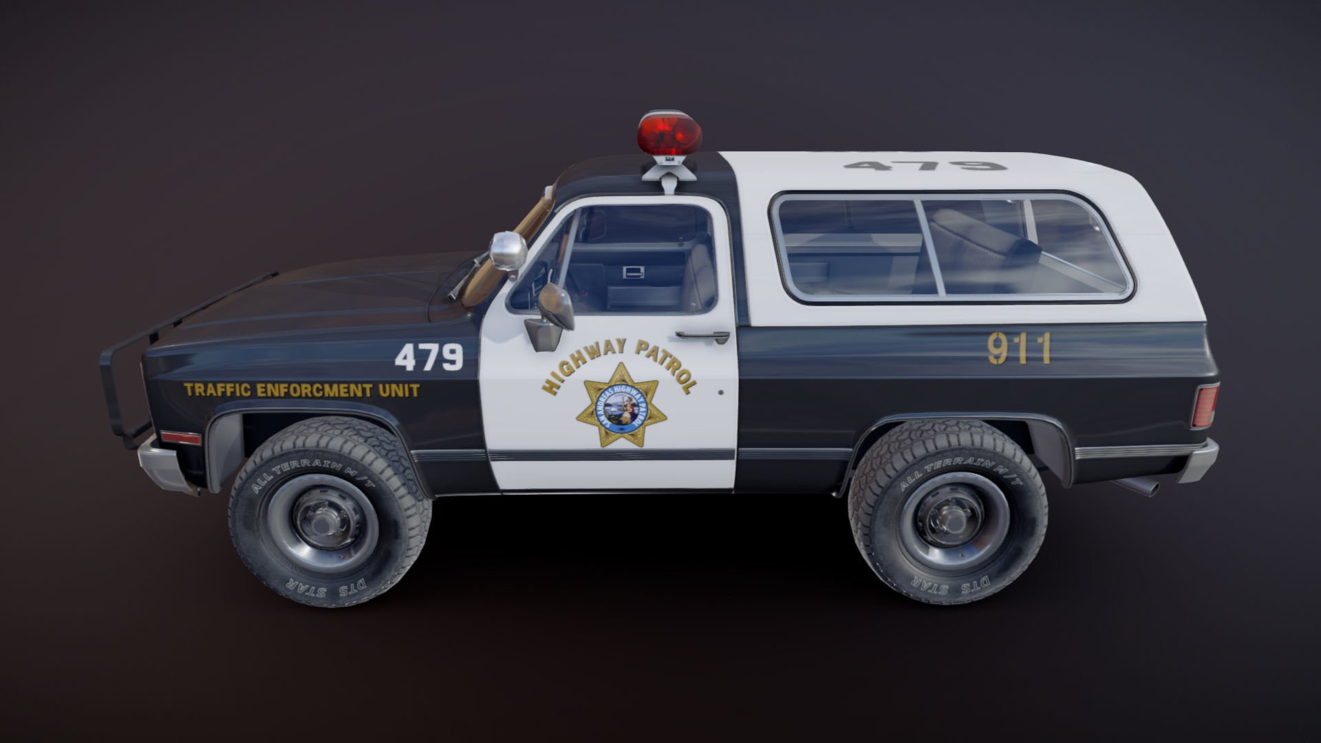 Police offroad car Low-poly 3D model_21