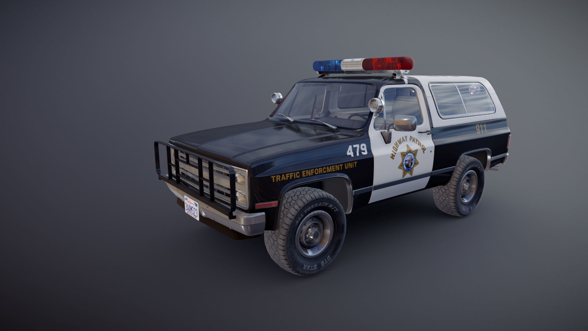 Police offroad car Low-poly 3D model_18