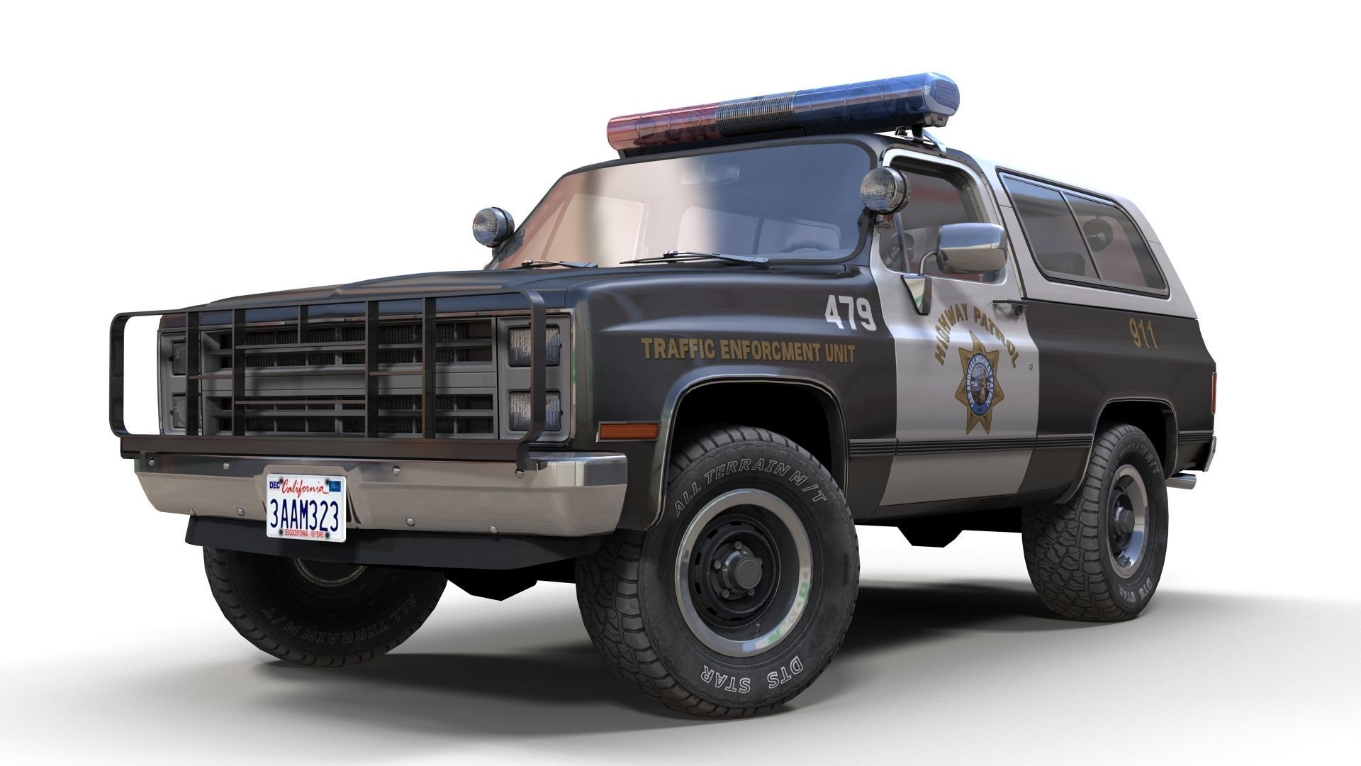 Police offroad car Low-poly 3D model_9