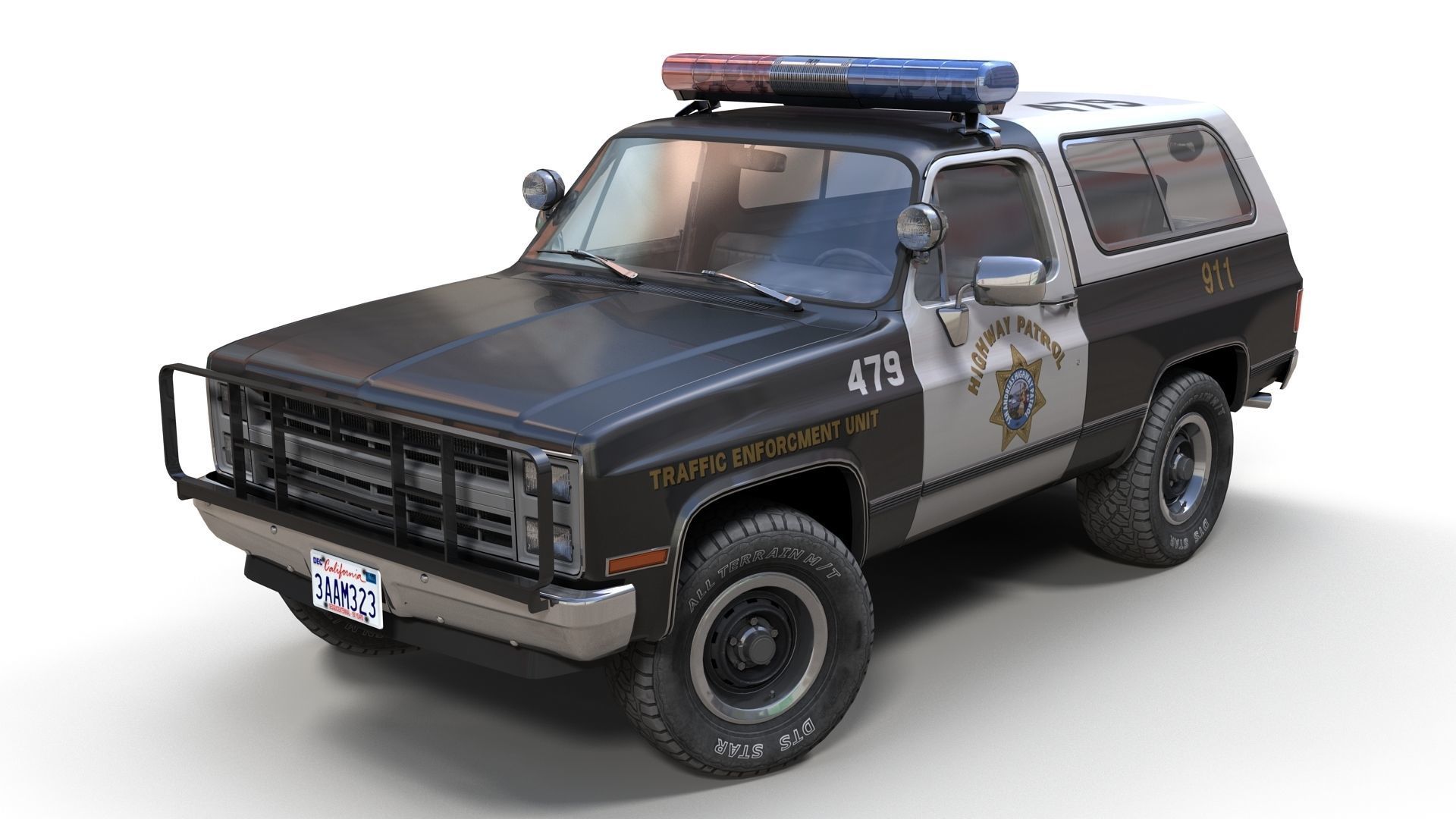 Police offroad car Low-poly 3D model_2