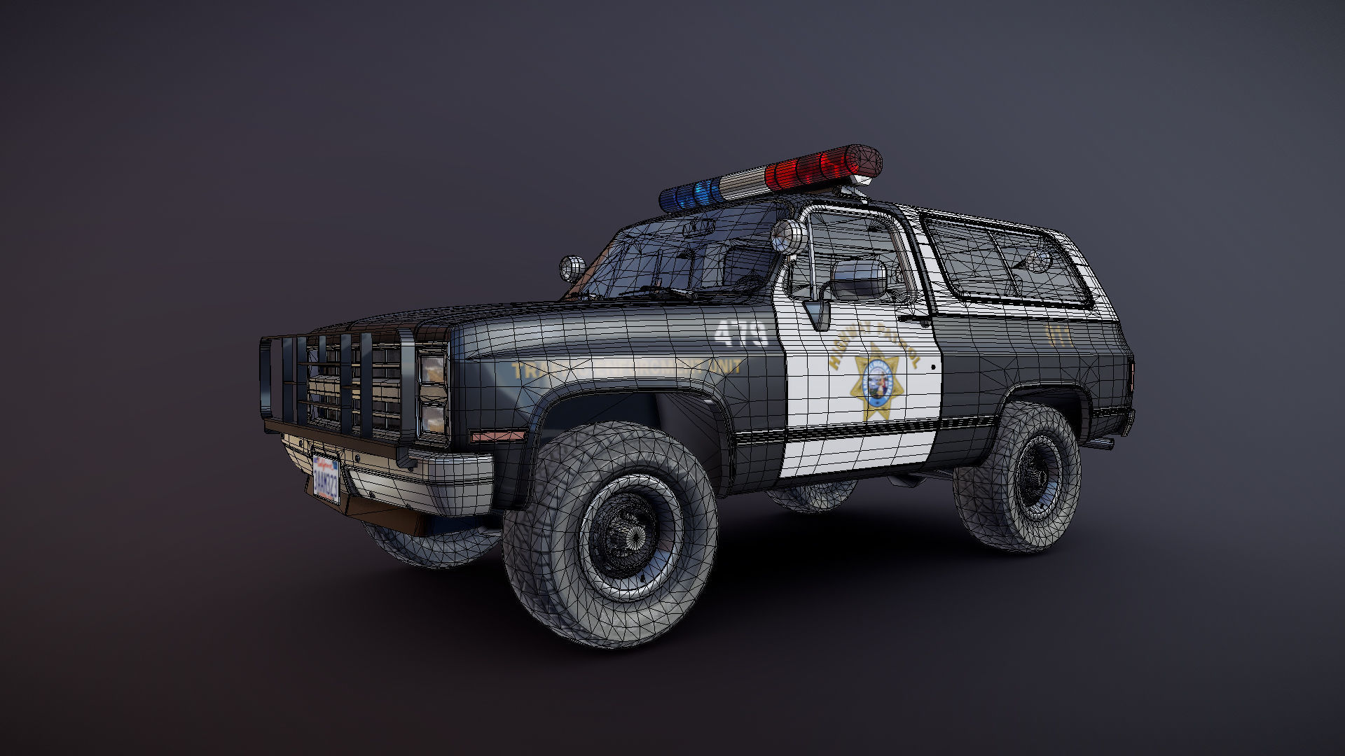 Police offroad car Low-poly 3D model_25