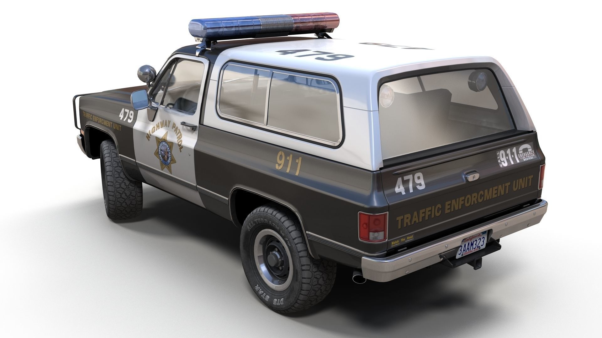 Police offroad car Low-poly 3D model_5