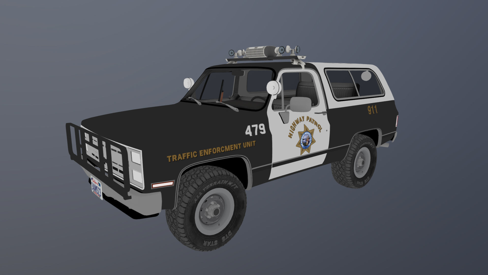 Police offroad car Low-poly 3D model_33