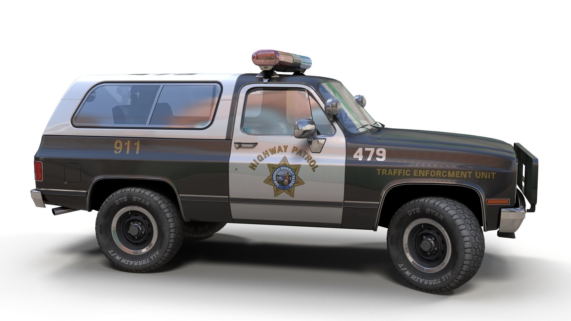Police offroad car Low-poly 3D model_7