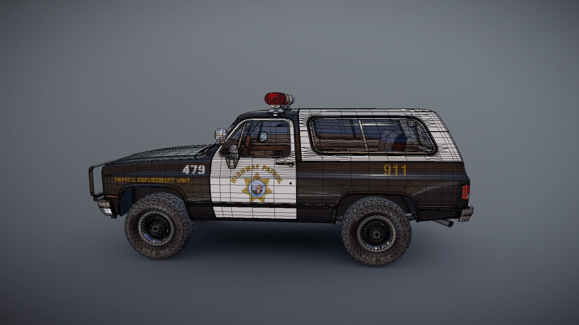 Police offroad car Low-poly 3D model_28