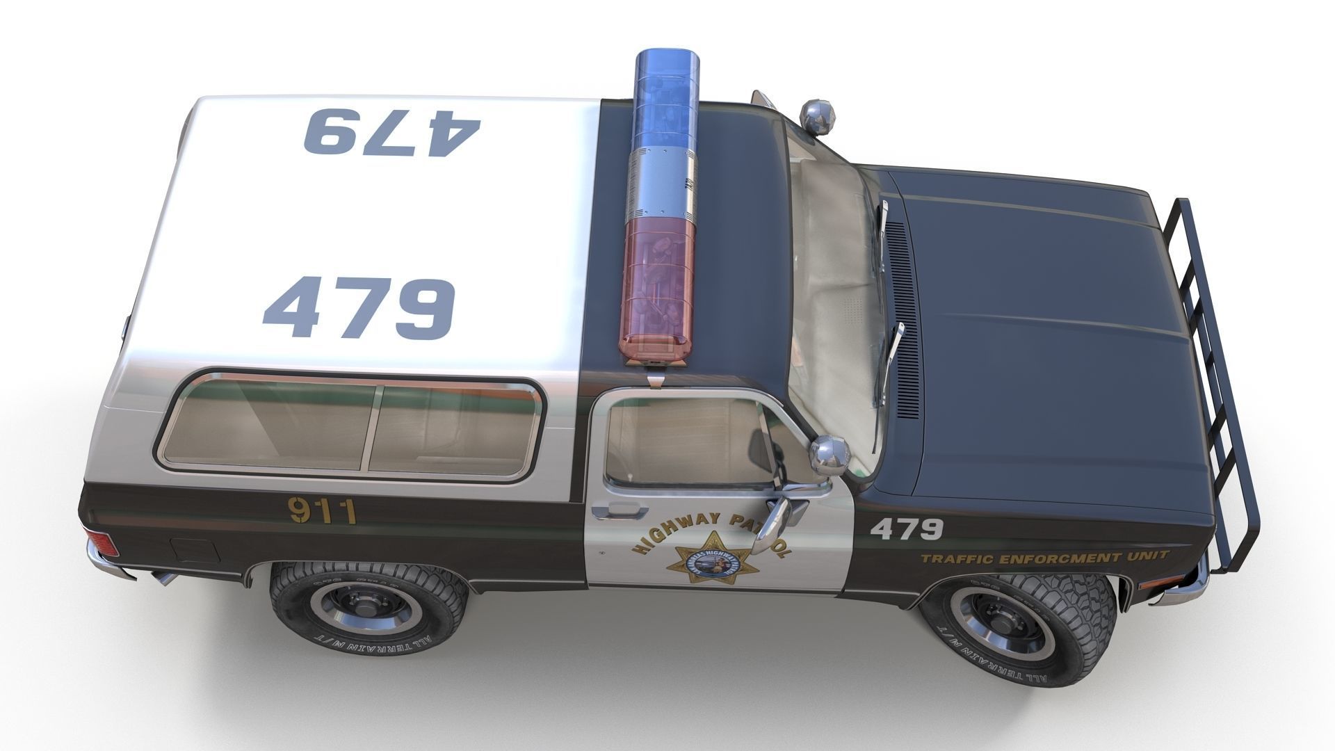 Police offroad car Low-poly 3D model_4