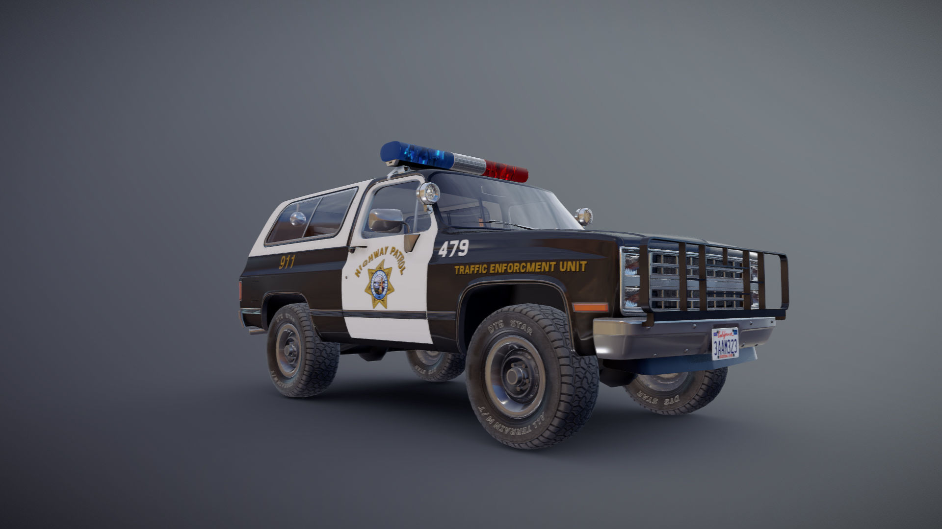 Police offroad car Low-poly 3D model_24