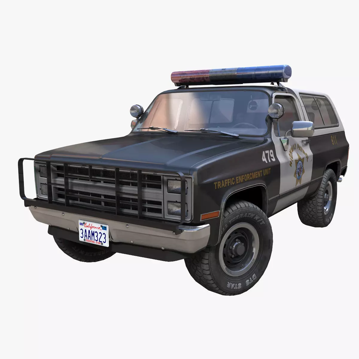 Police offroad car Low-poly 3D model_0