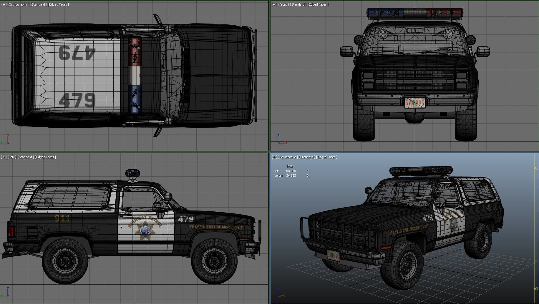 Police offroad car Low-poly 3D model_38