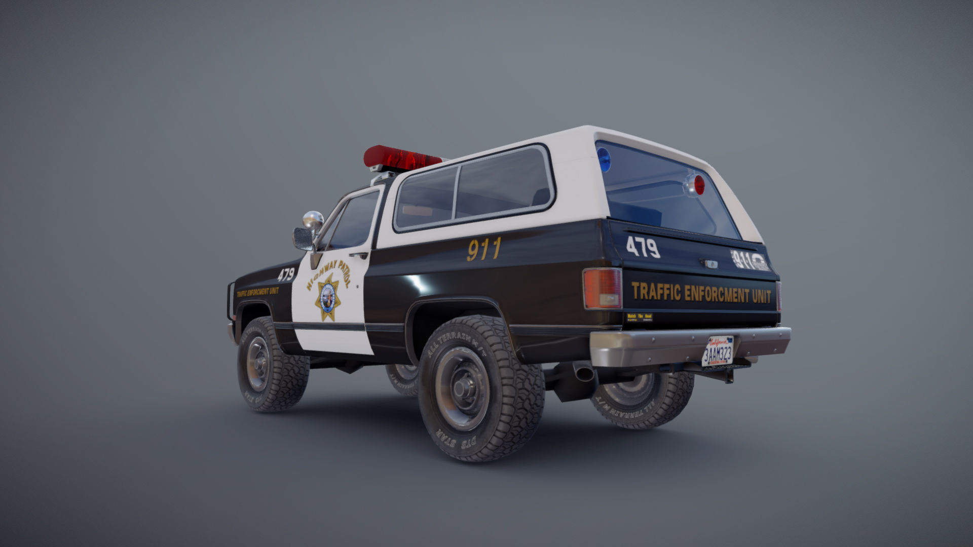 Police offroad car Low-poly 3D model_23