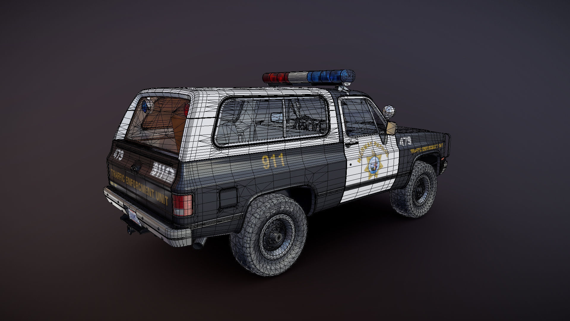 Police offroad car Low-poly 3D model_26