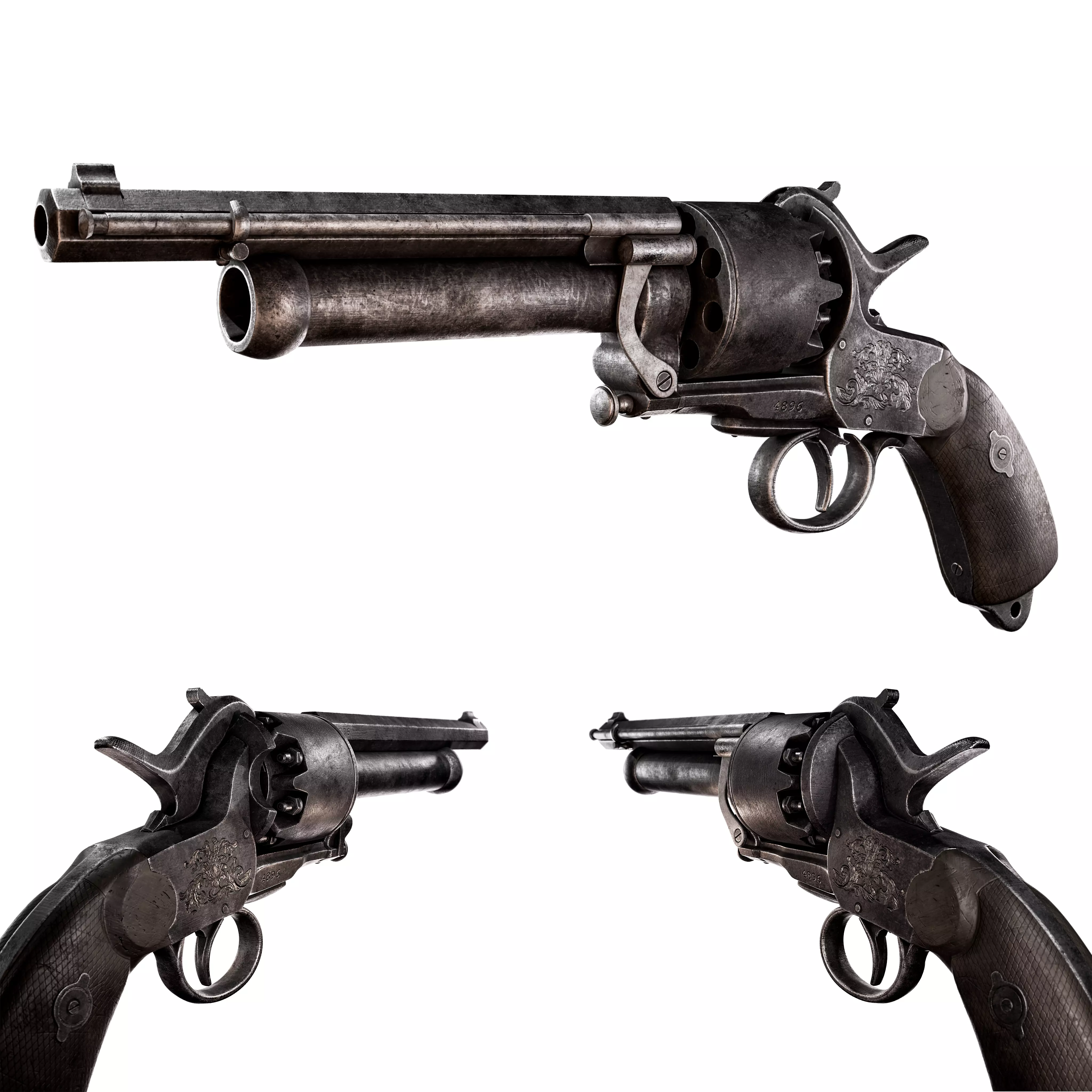 Revolver LeMat Low-poly 3D model_0