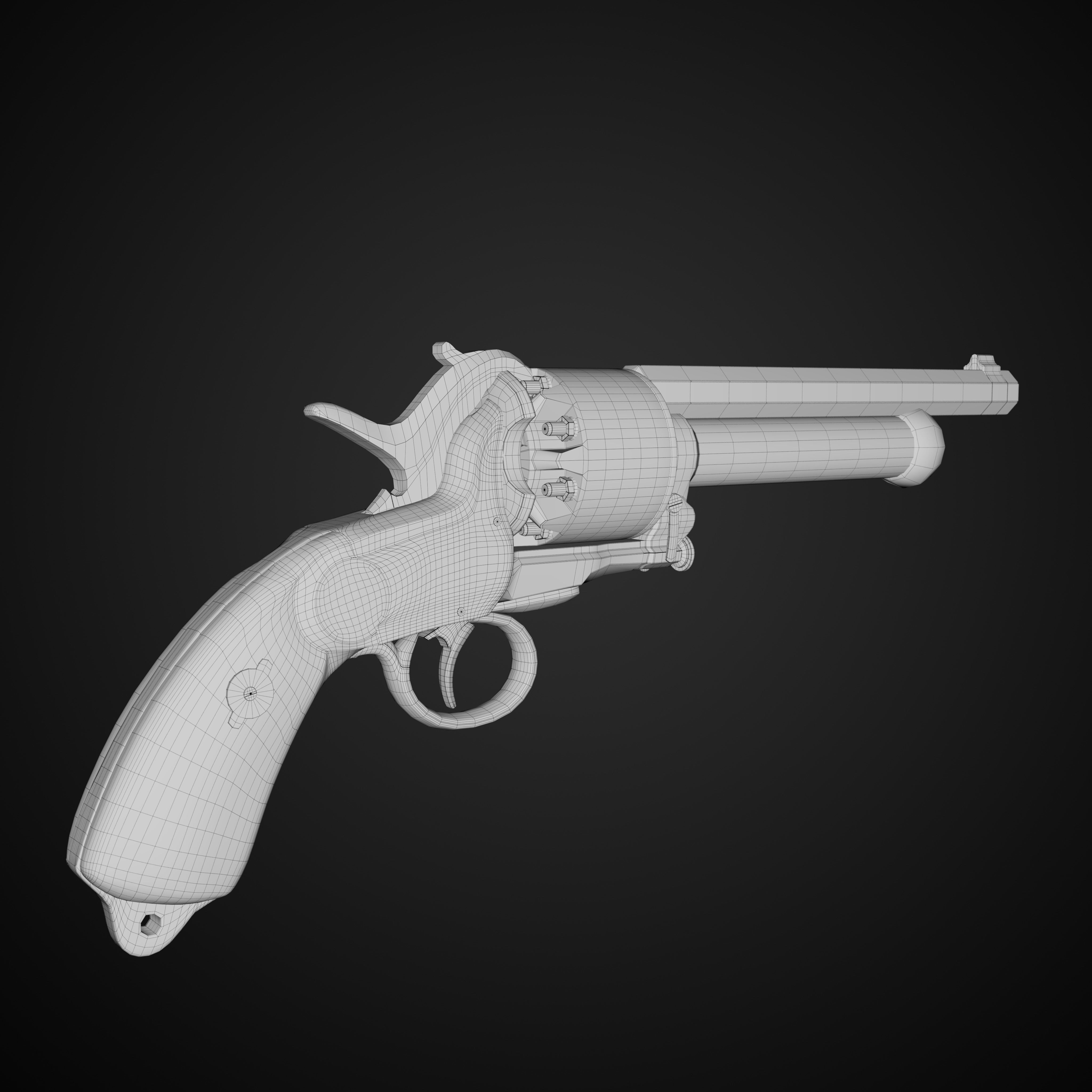 Revolver LeMat Low-poly 3D model_6