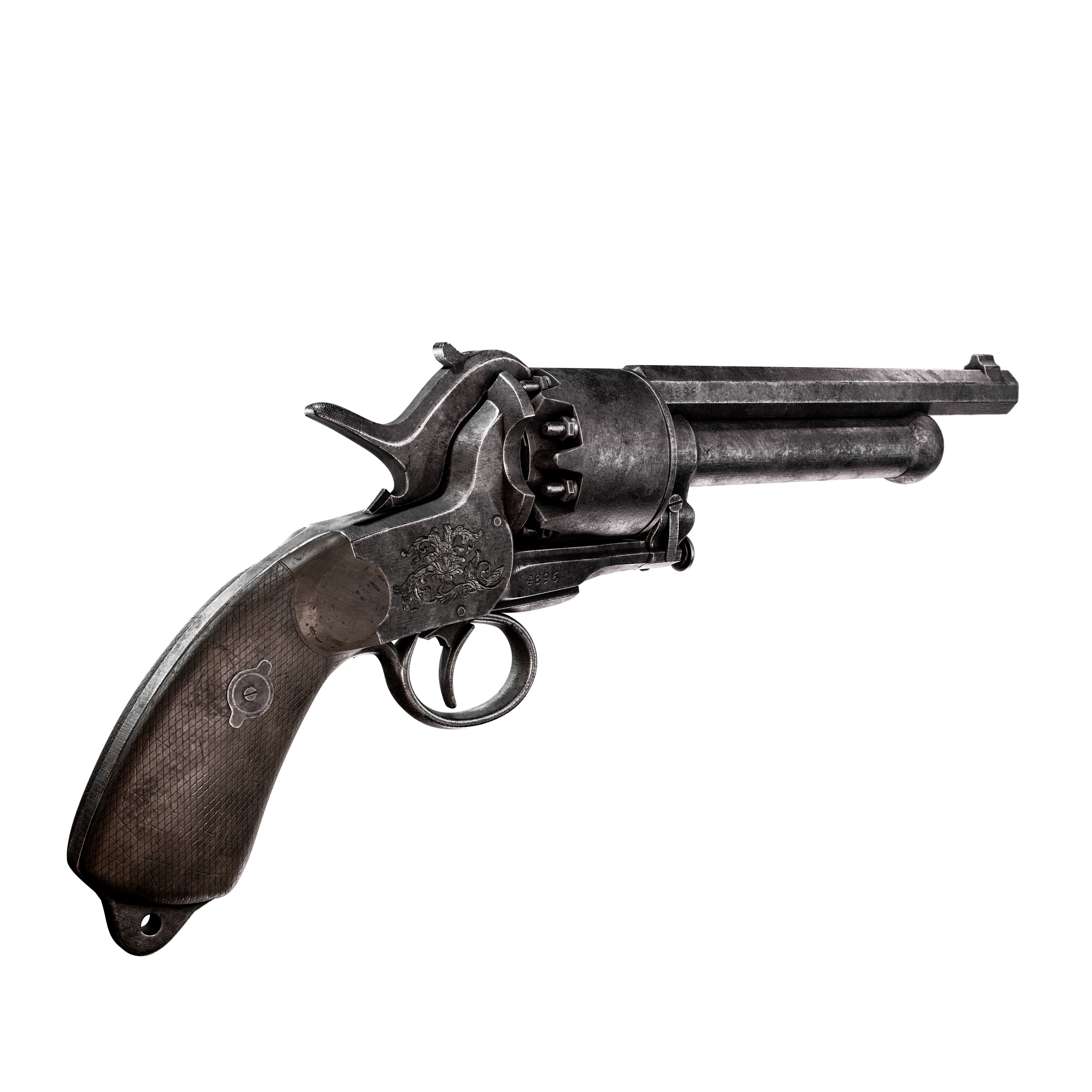 Revolver LeMat Low-poly 3D model_2