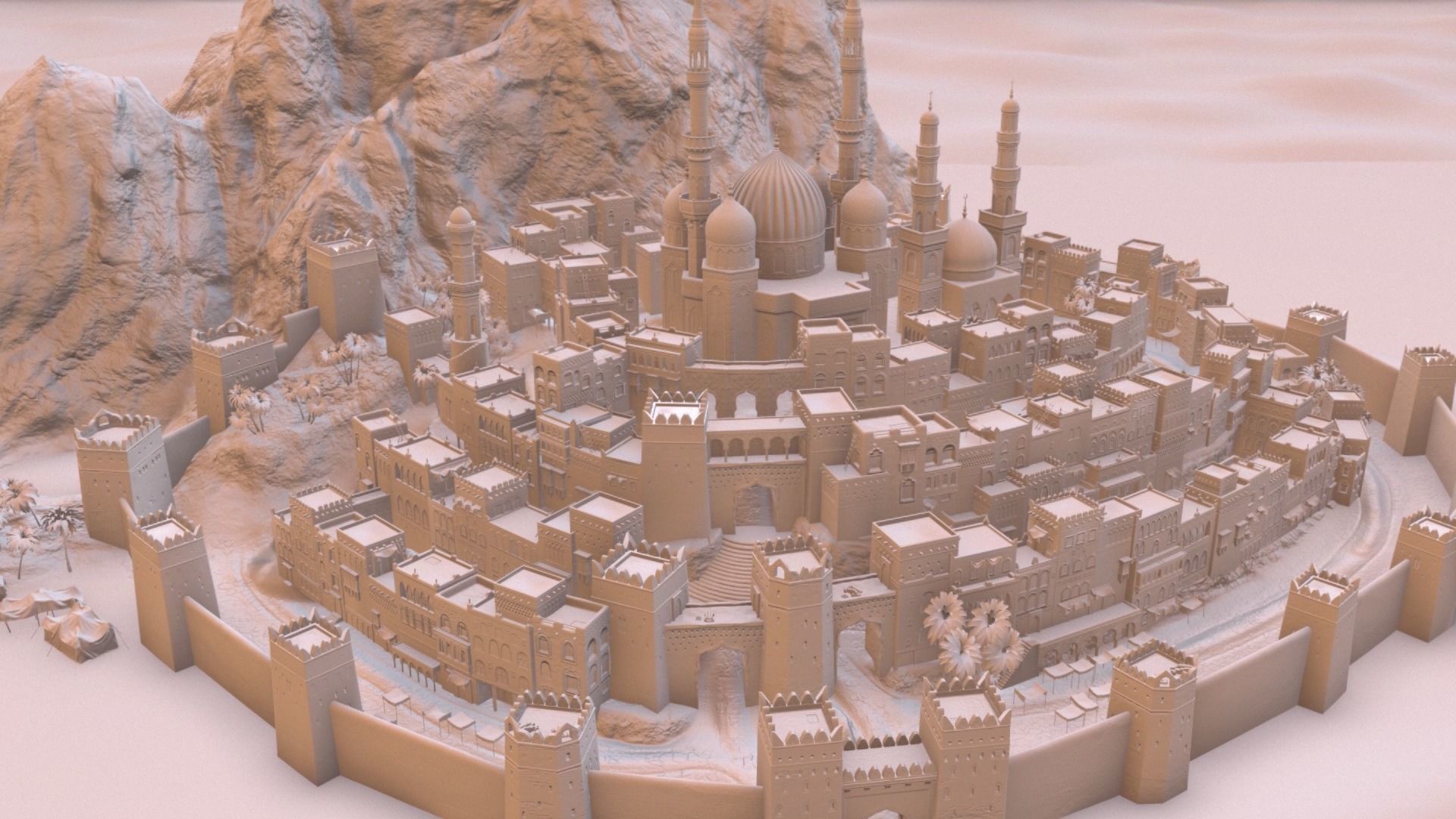 Arabic Old Town Low-poly 3D model_77