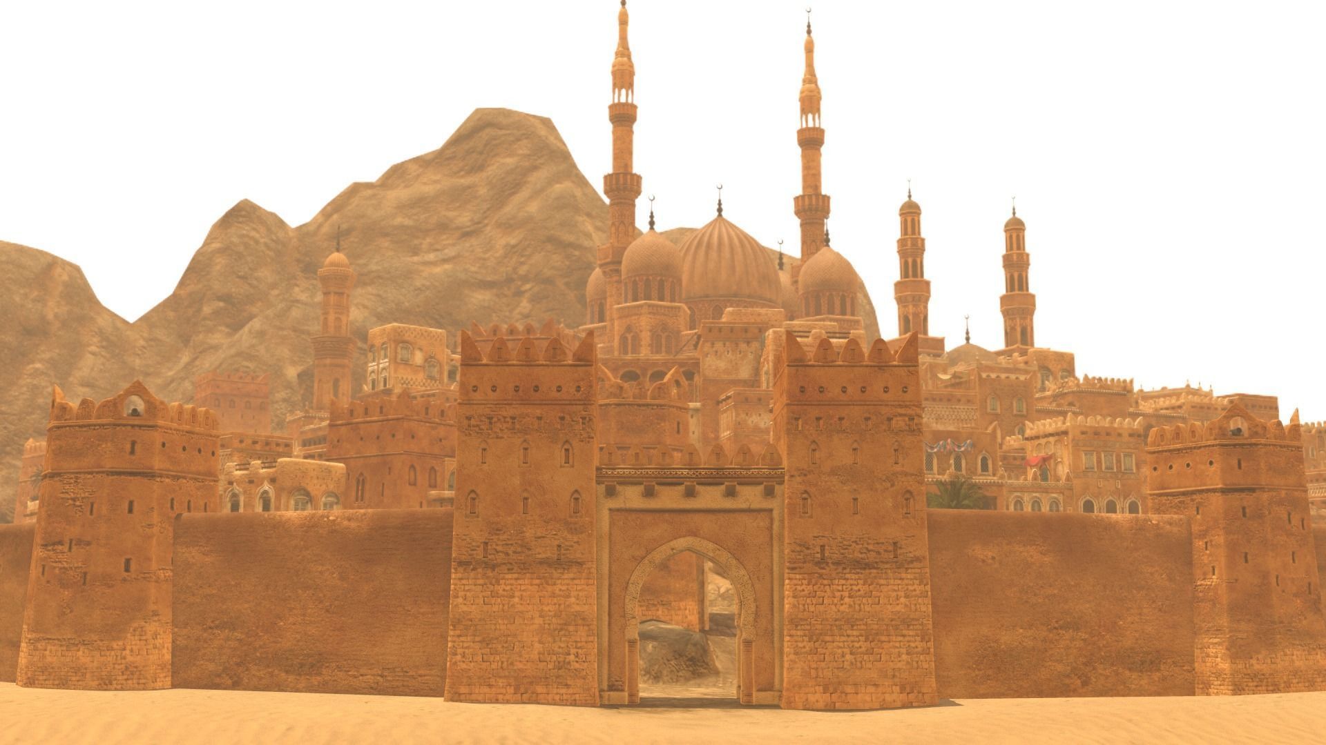 Arabic Old Town Low-poly 3D model_6