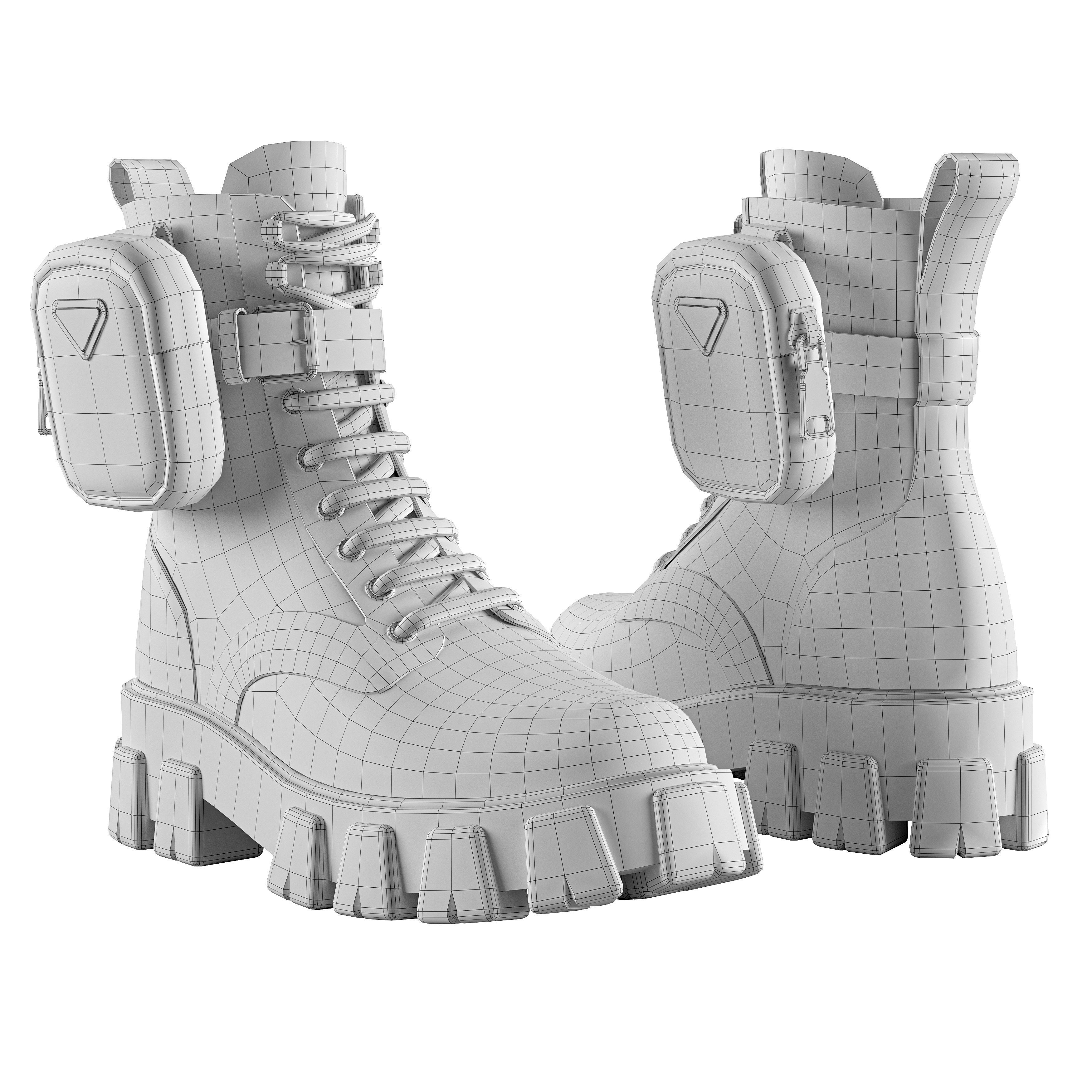 PRADA MONOLITH COMBAT BOOTS Low-poly 3D model_6