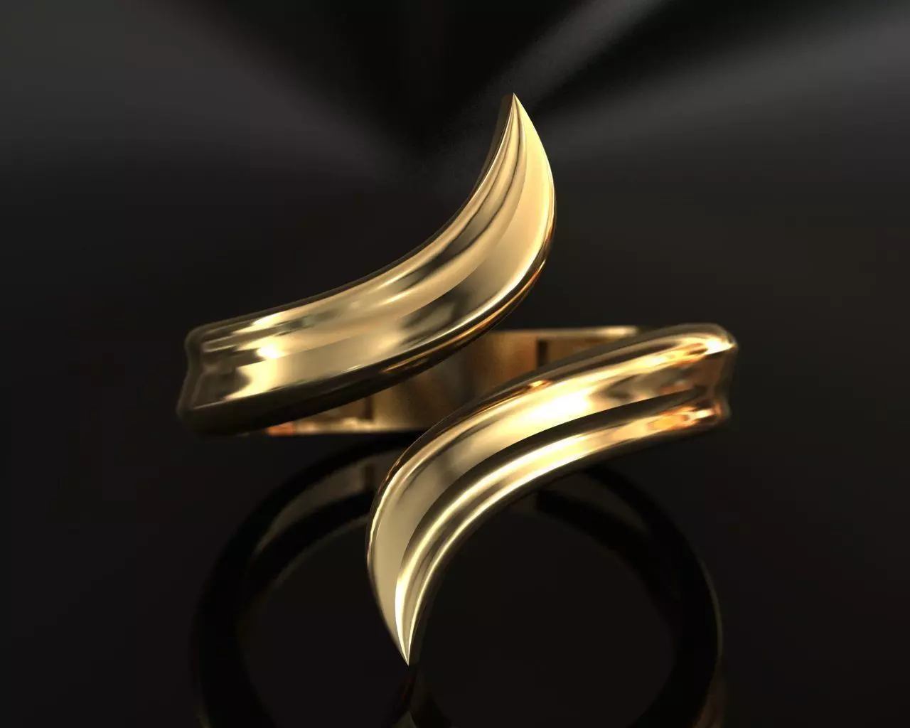 Snake Plain Solid Gold Ring 3D print model_0