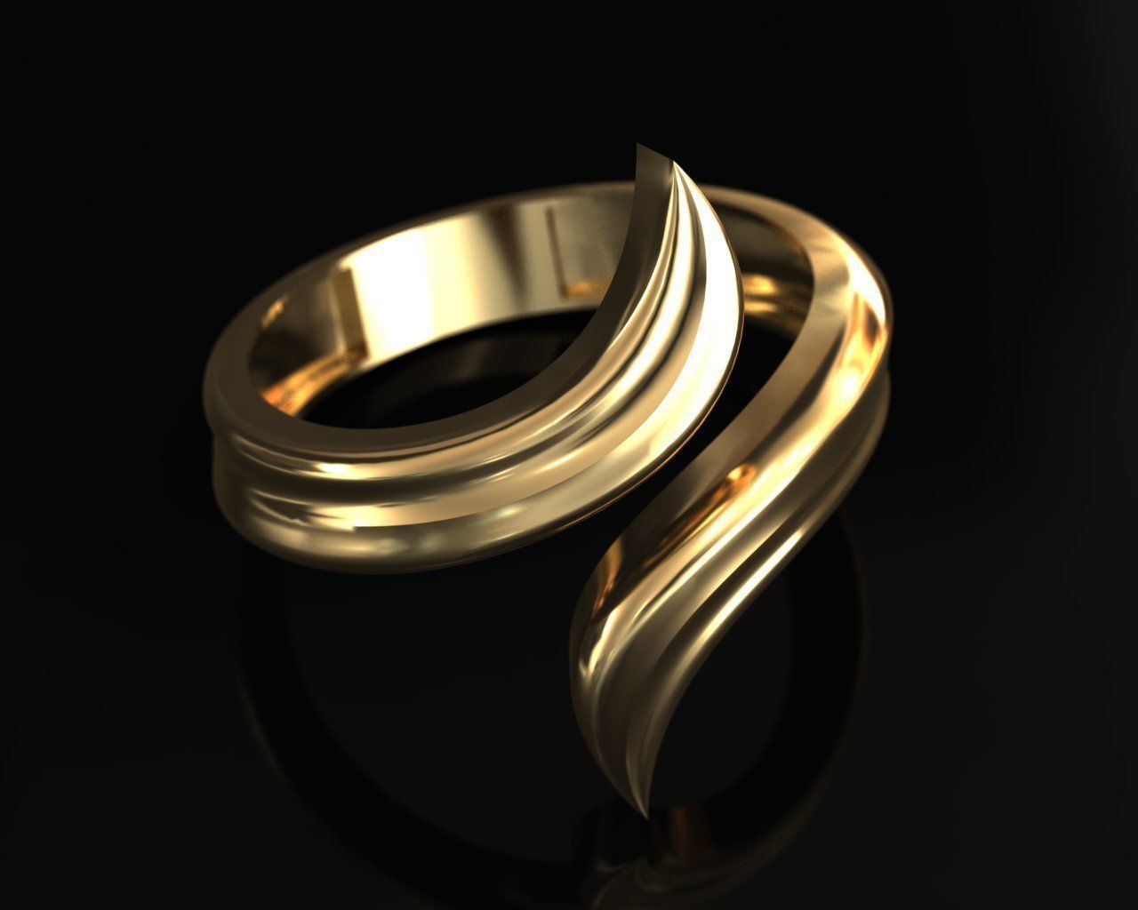 Snake Plain Solid Gold Ring 3D print model_1