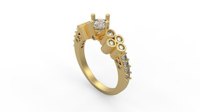 Woman Solitaire Ring 460 3D print model