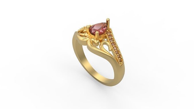 Woman Solitaire Ring 480 3D print model