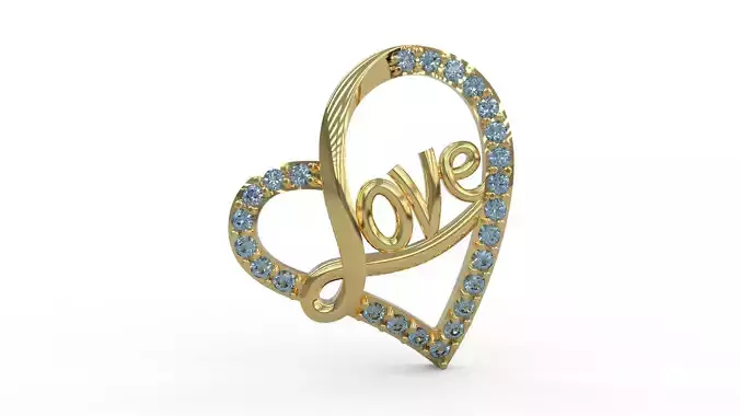 Heart Pendant With Love Lettering