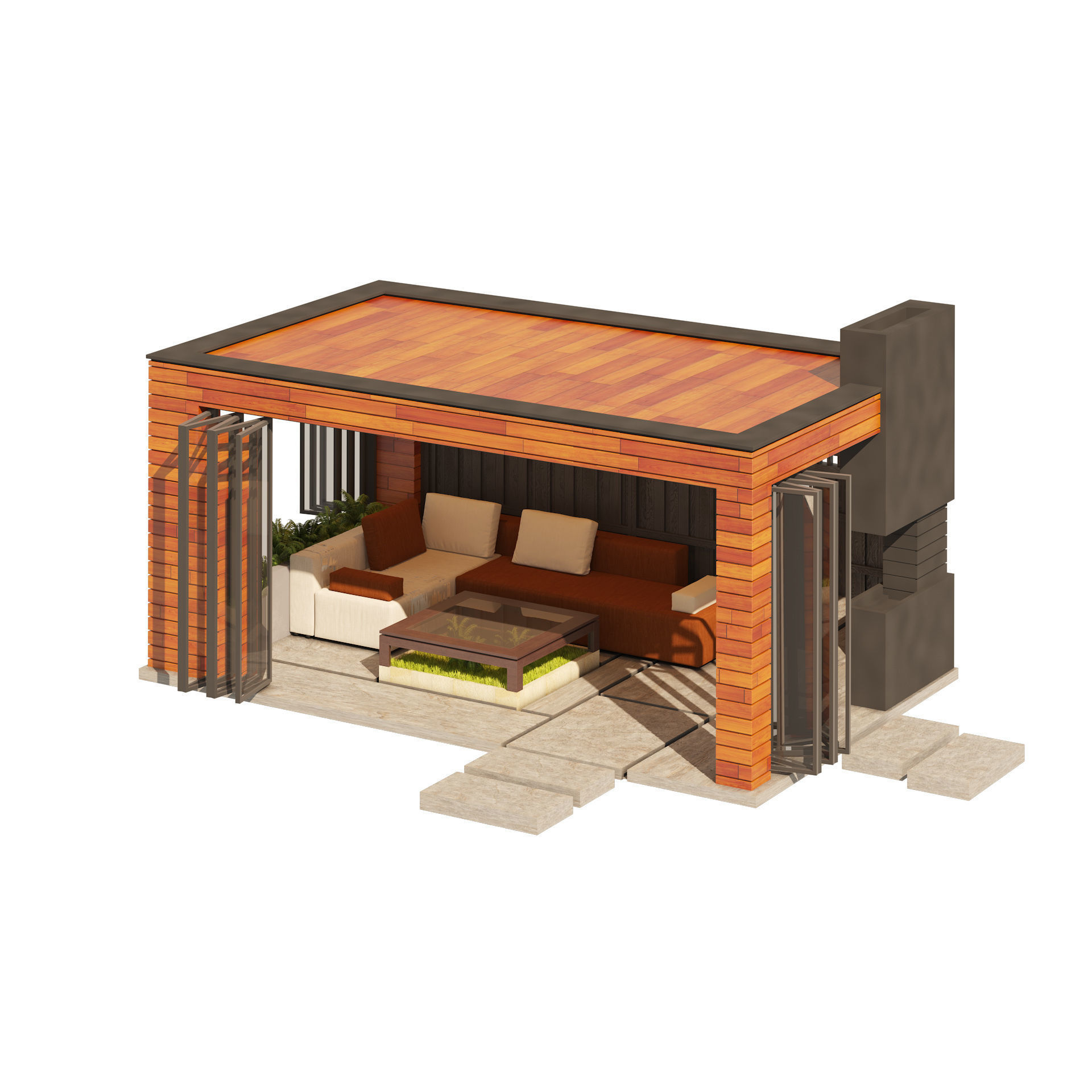 2 Backyard Pavilions Low-poly 3D model_5