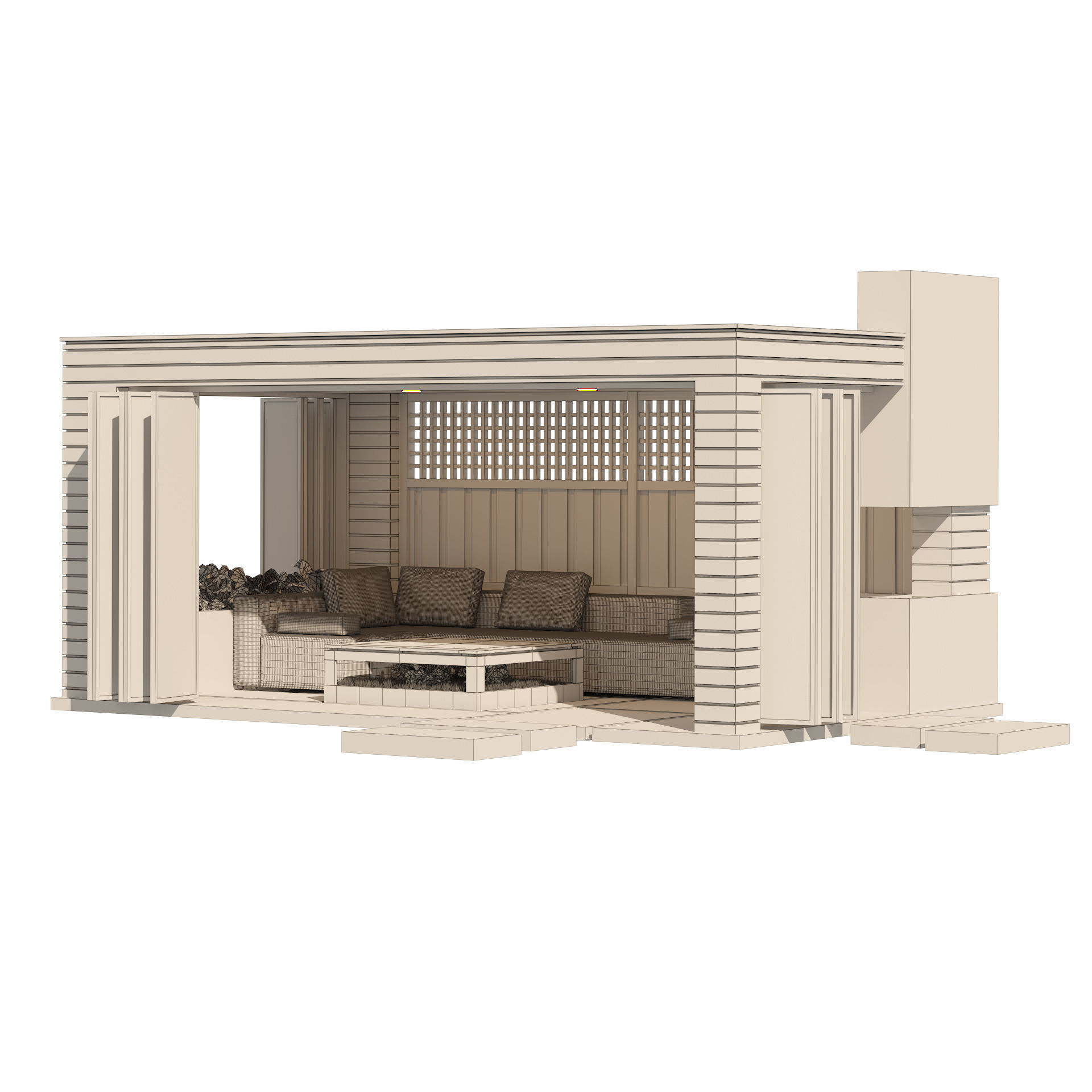 2 Backyard Pavilions Low-poly 3D model_7