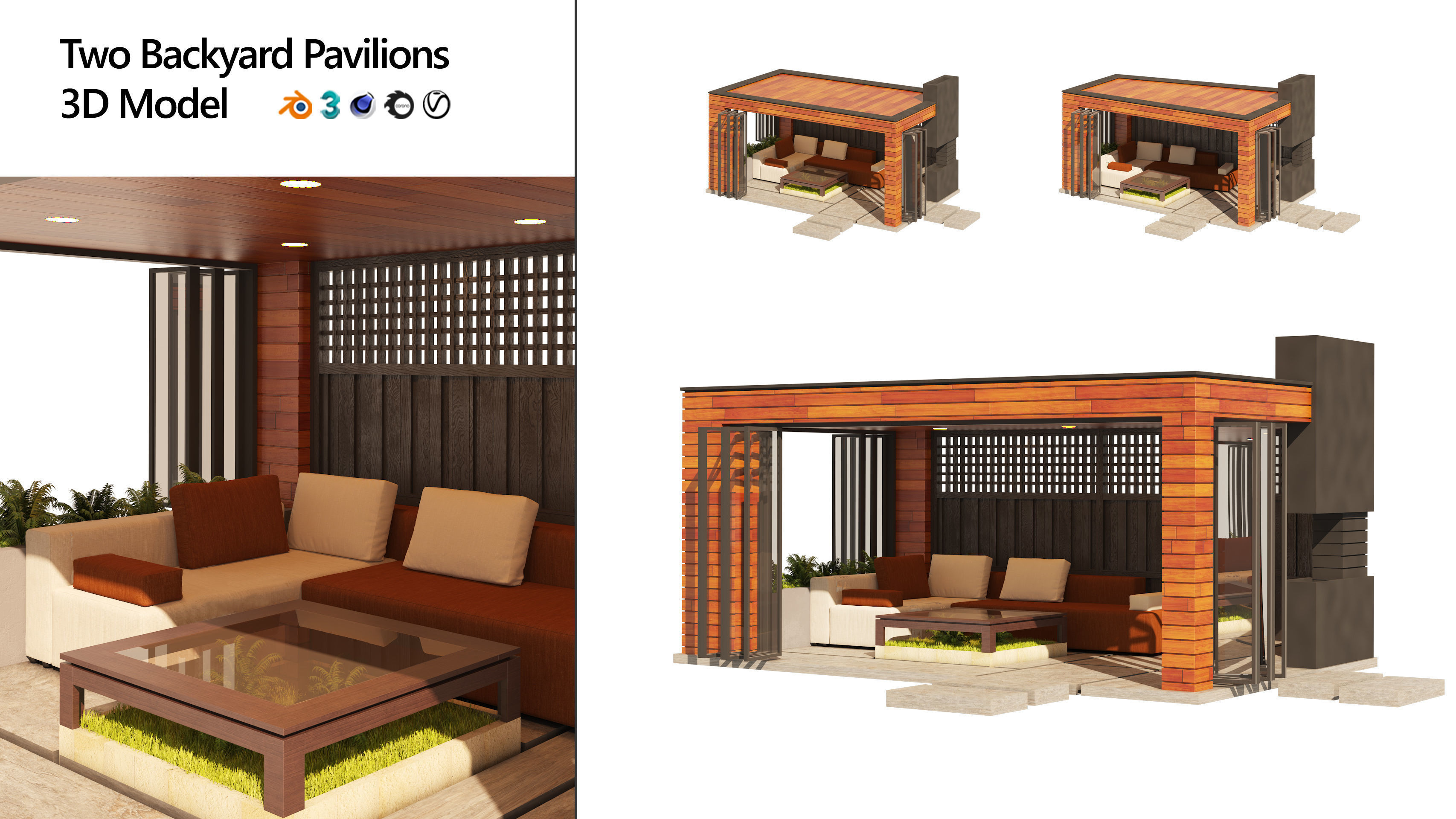 2 Backyard Pavilions Low-poly 3D model_6