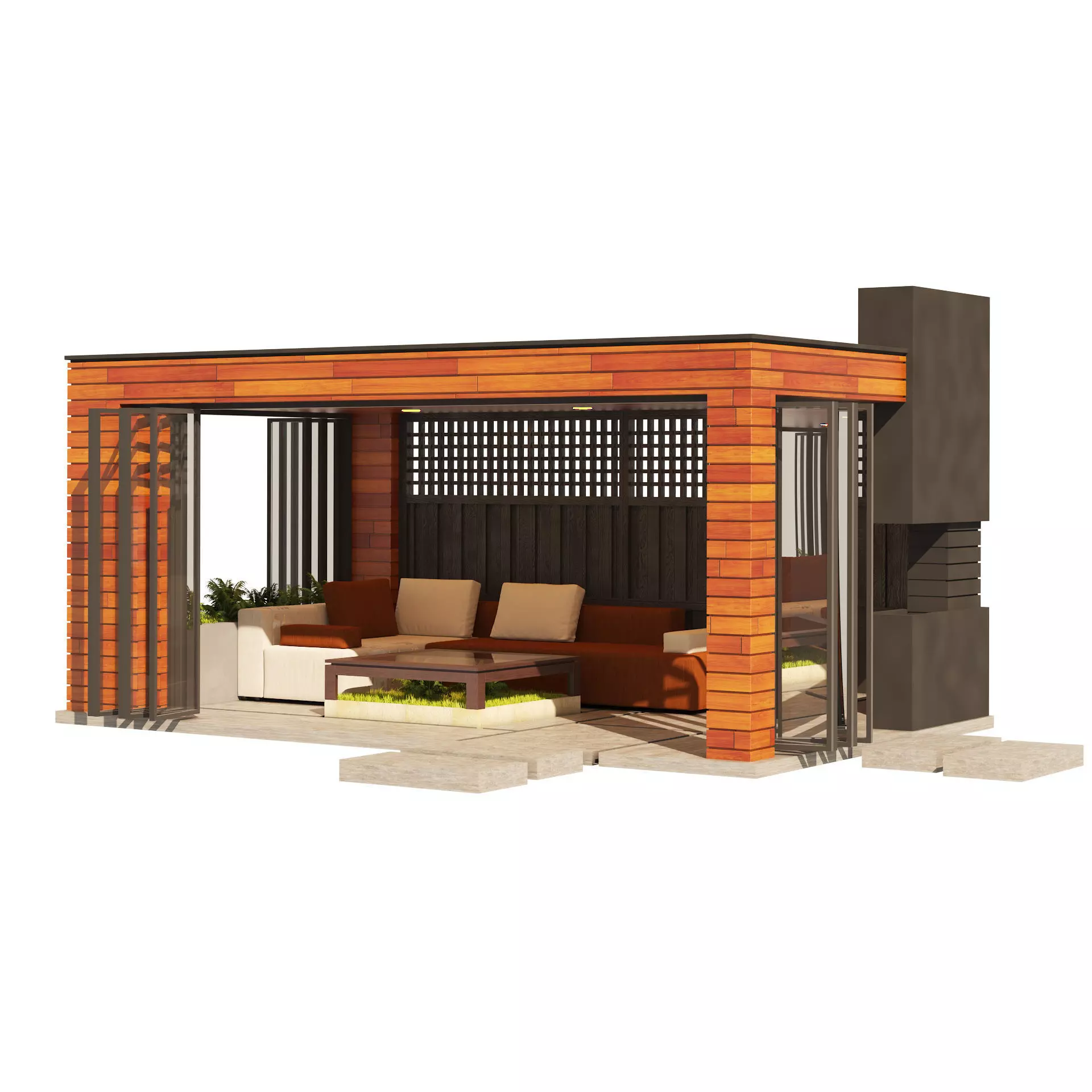 2 Backyard Pavilions Low-poly 3D model_0