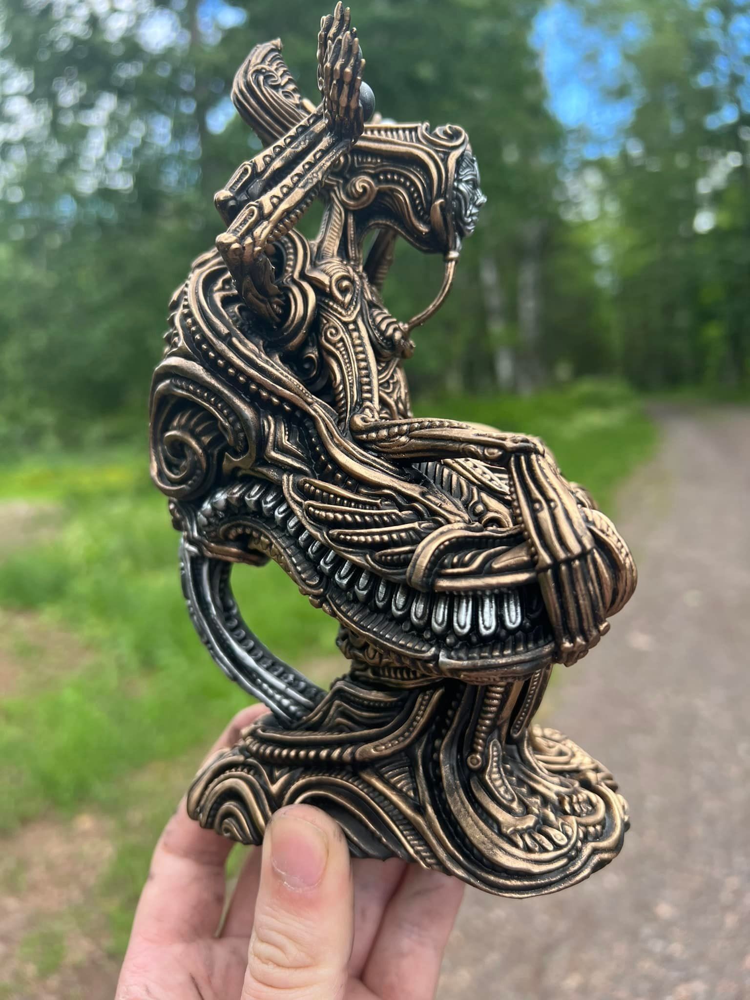 Oracle 3 hand holding ornate metal sculpture 3D print model_2