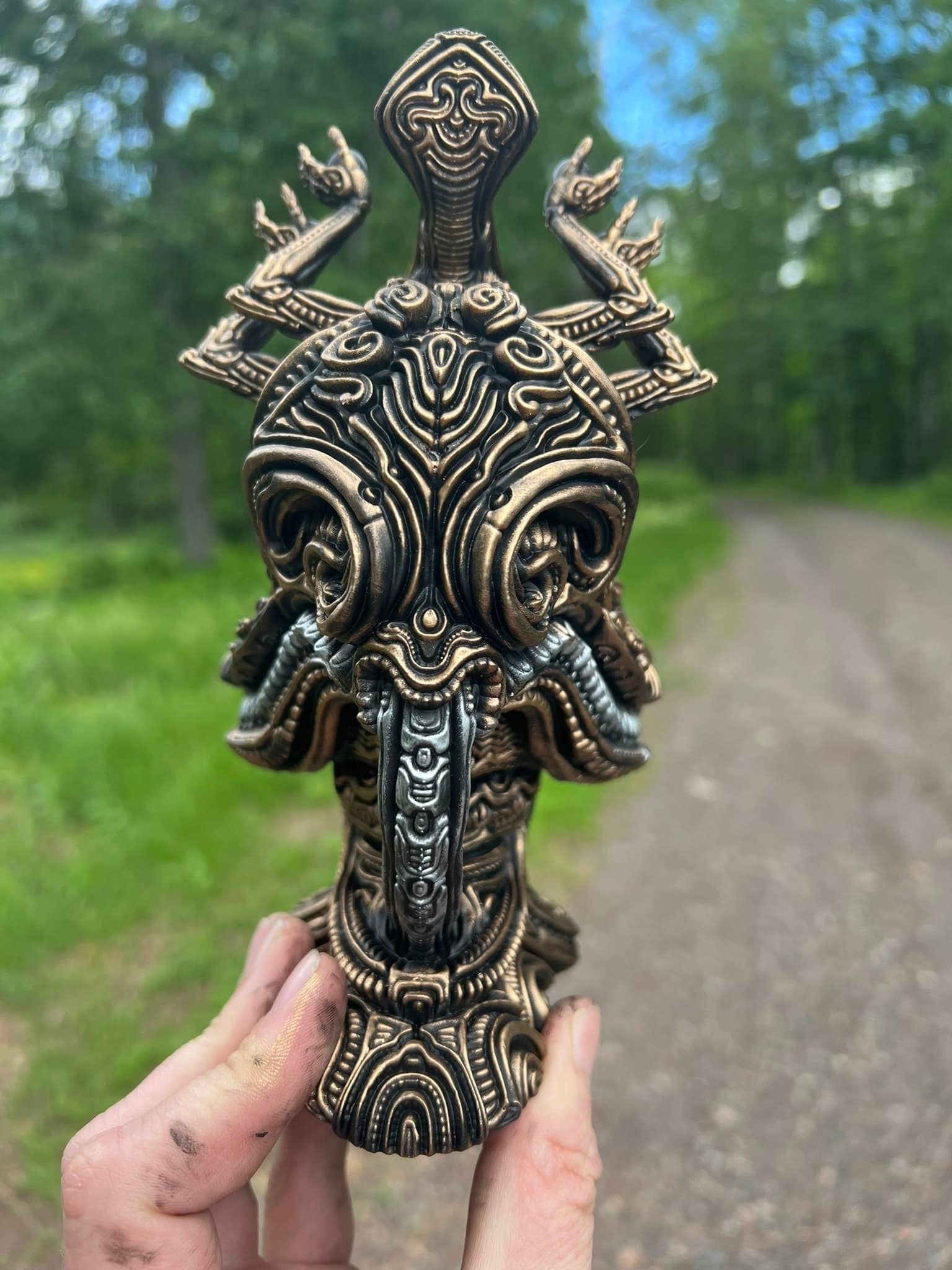 Oracle 3 hand holding ornate metal sculpture 3D print model_1