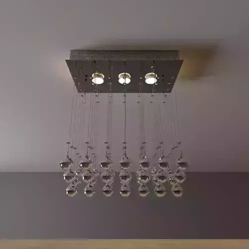 Rectangular crystal ball ceiling lamp with 3 lights