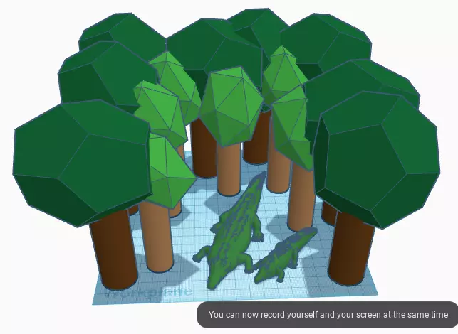 crocodile polygonal trees in forest 3D print model