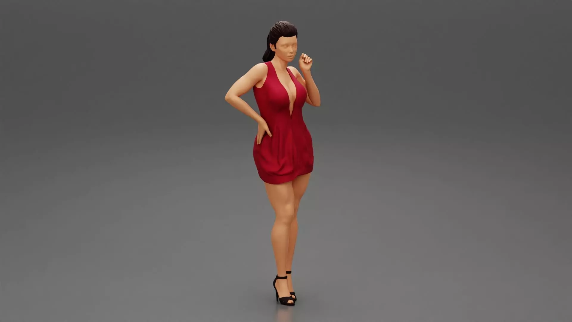 Woman Wearing Cocktail Dress Posing With Hand On Hip 3D print model