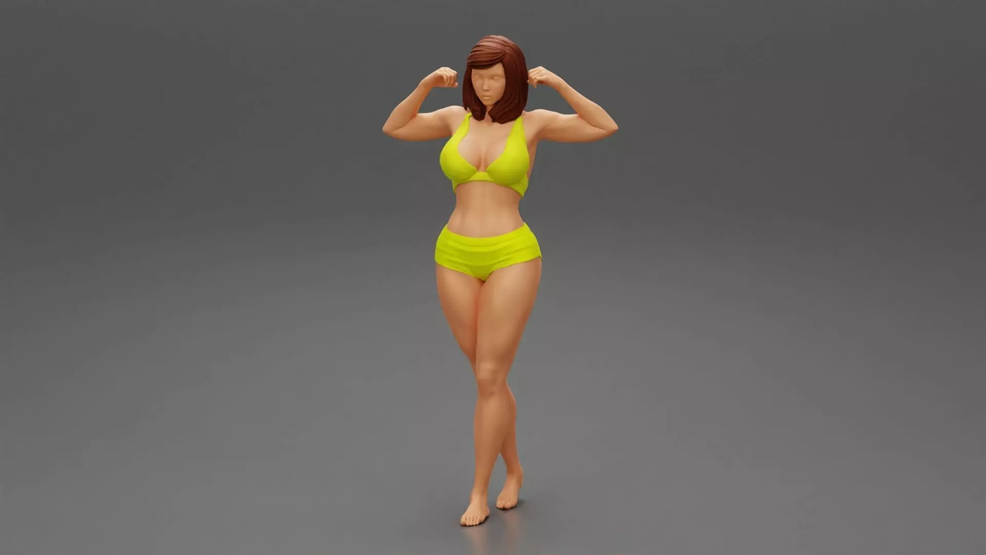 Young Fit Strong Woman Shows Biceps 3D print model