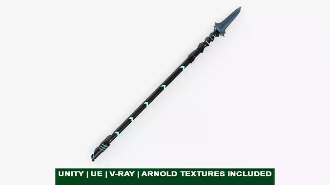 3D Fantasy Spear Glow 05 Game-Ready PBR Textures Included Low-poly 3D model