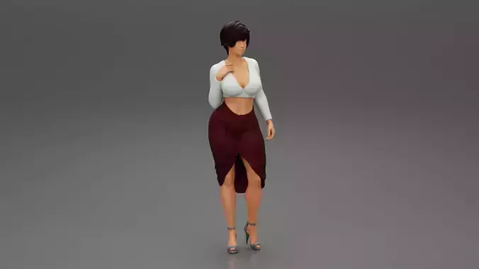 Woman in Stylish Summer Clothes and High Heels 3D print model