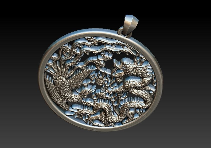 Phoenix And Dragon Pendant 3D print model_18