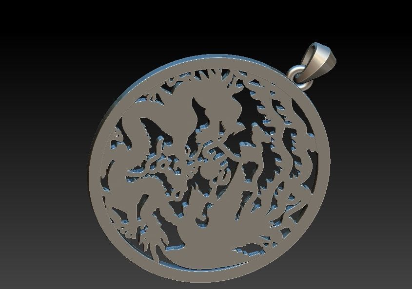 Phoenix And Dragon Pendant 3D print model_9