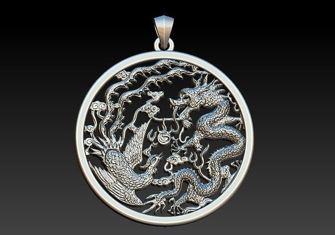 Phoenix And Dragon Pendant 3D print model