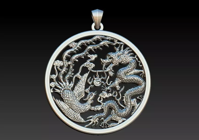 Phoenix And Dragon Pendant 3D print model_0