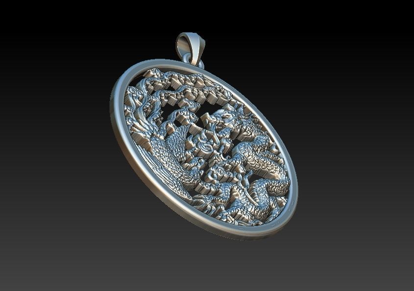 Phoenix And Dragon Pendant 3D print model_3